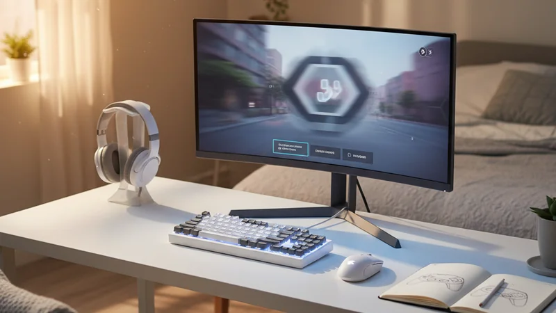 Beginner home gaming desk with monitor, keyboard, headphones and notebook — esports betting for beginners at Maxim88