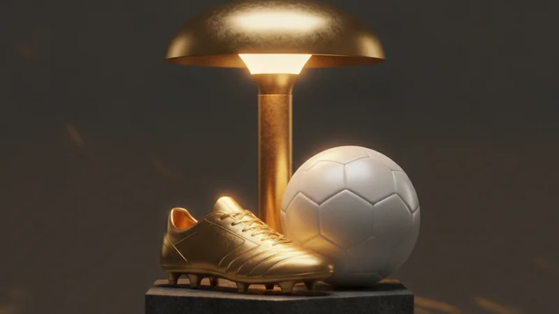 Golden football boot trophy on a pitch — top scorer betting guide at Maxim88 Malaysia