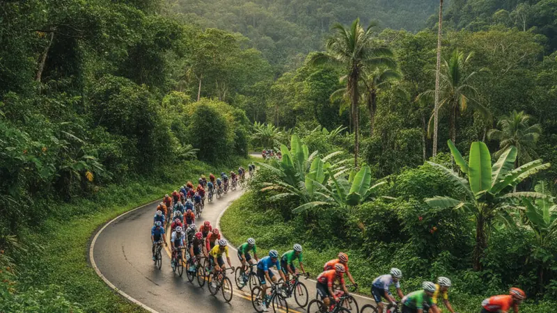 Peloton on a tropical mountain road — Le Tour de Langkawi cycling betting guide at Maxim88