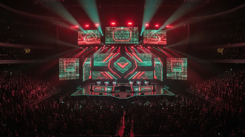 Esports arena stage with giant screens — The International DOTA 2 betting guide at Maxim88 Malaysia